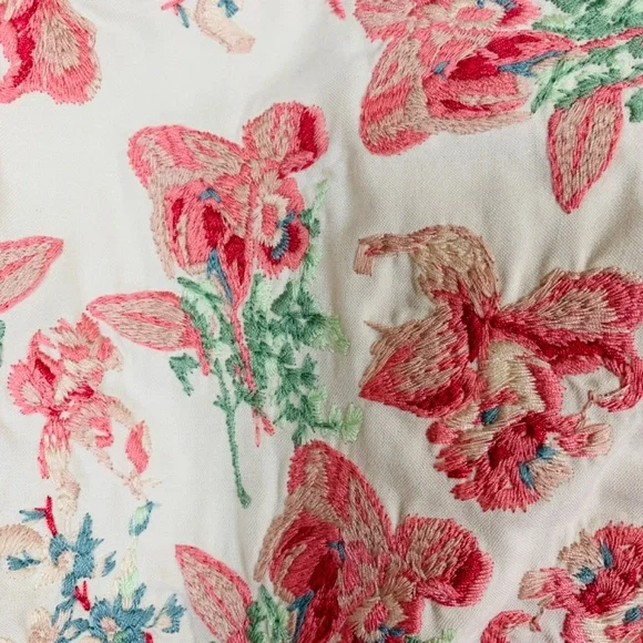 Christian Dior Floral Embroidered Mini Dress Cotton Silk Womens USA Size 6 Blue - Picture 5 of 16